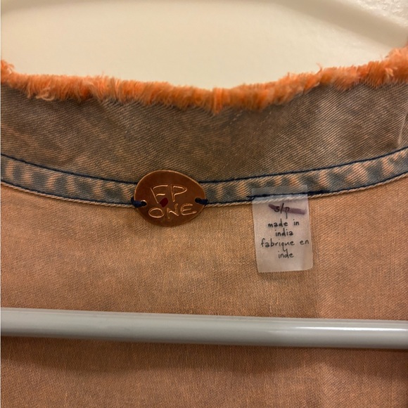 NWT!🌟Free People One Naya Chambray Romper🌟. Size Small. Color Peach. - Picture 7 of 11